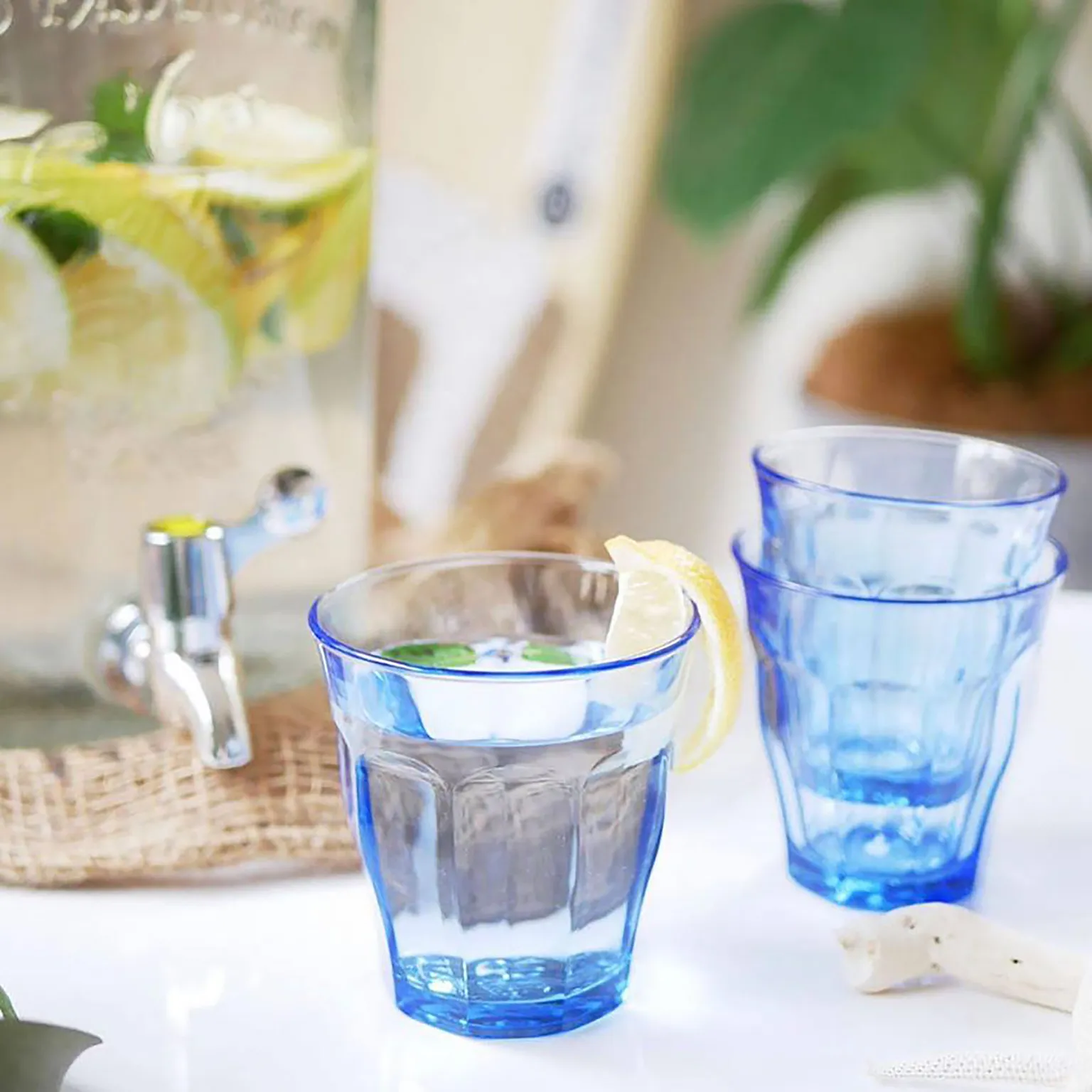 Mixed Color Glass Tumbler Set (Marine & Blush) 8.375oz - Set of 4